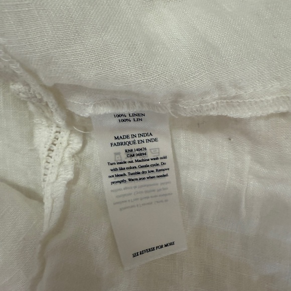 Faherty White Linen Ruffle Sleeve Top Blouse Women’s Size M Boho Chic - Picture 5 of 6